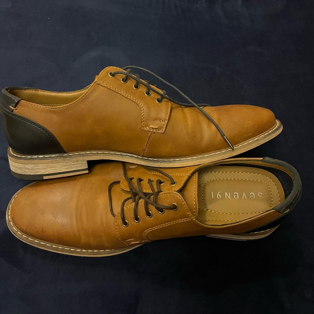 SEVEN91 Men’s Tan & Black Leather Oxford Dress Shoes Size 42.5 (9.5 US)